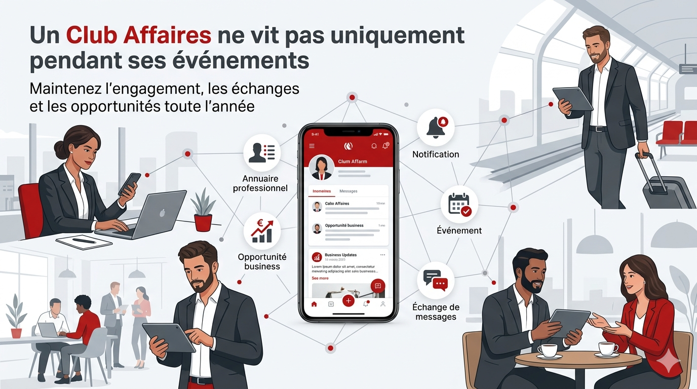 Entrepreneurs connectés via une application mobile pour maintenir l’engagement des membres d’un Club Affaires entre deux événements